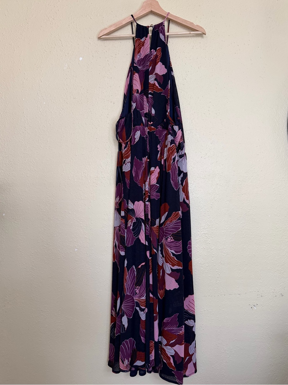 Anthropologie | Tiered Halter Maxi Dress Floral Navy Pink - Size 1X - Picture 6 of 6